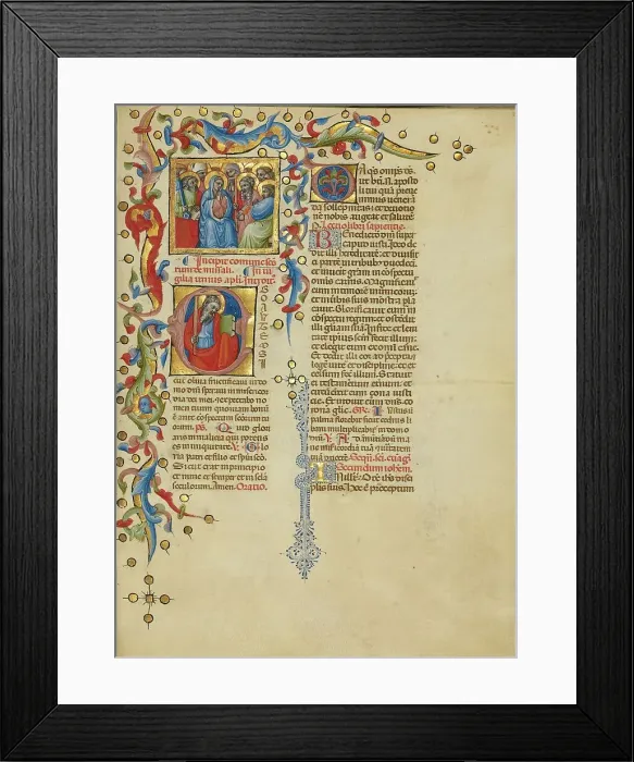 Framed Print : All Saints: Initial E: Saint Andrew; Missal, between about 1389 and 1400. Creator: Master of the Brussels Initials Framed Print : All Saints: Initial E: Saint Andrew; Missal, between about 1389 and 1400. Creator: Master of the Brussels Initials