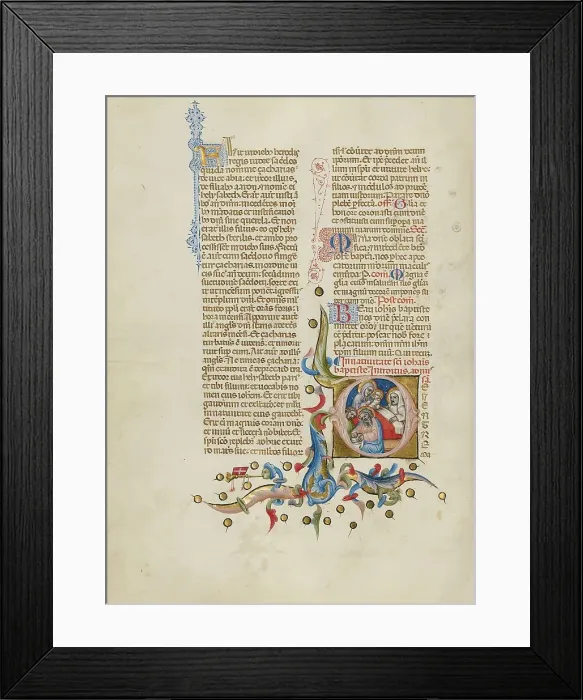 Framed Print : Initial D: The Naming of Saint John the Baptist; Missal, between about 1389 and 1400. Creator: Master of the Brussels Initials Framed Print : Initial D: The Naming of Saint John the Baptist; Missal, between about 1389 and 1400. Creator: Master of the Brussels Initials