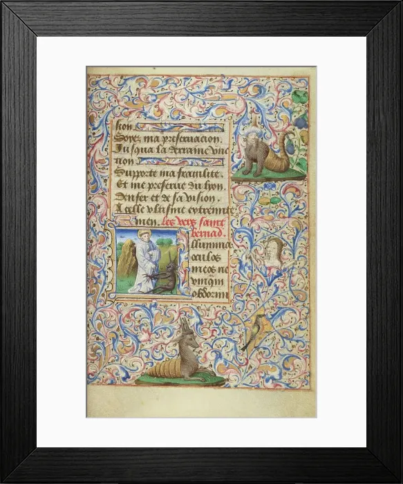 Framed Print : Initial I: Saint Bernard Disputing with the Devil; Hours of Simon de Varie, 1455. Creator: Master of Jean Rolin II