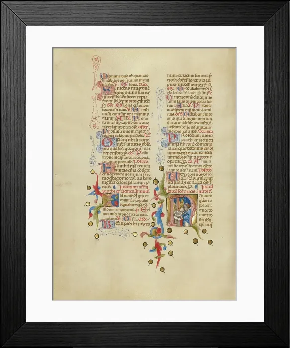 Framed Print : Initial N: A Priest at an Altar; Missal, between about 1389 and 1400. Creator: Master of the Brussels Initials Framed Print : Initial N: A Priest at an Altar; Missal, between about 1389 and 1400. Creator: Master of the Brussels Initials