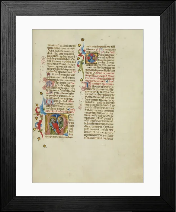 Framed Print : Initial N: Saints Peter and Paul; Missal, between about 1389 and 1400. Creator: Master of the Brussels Initials Framed Print : Initial N: Saints Peter and Paul; Missal, between about 1389 and 1400. Creator: Master of the Brussels Initials