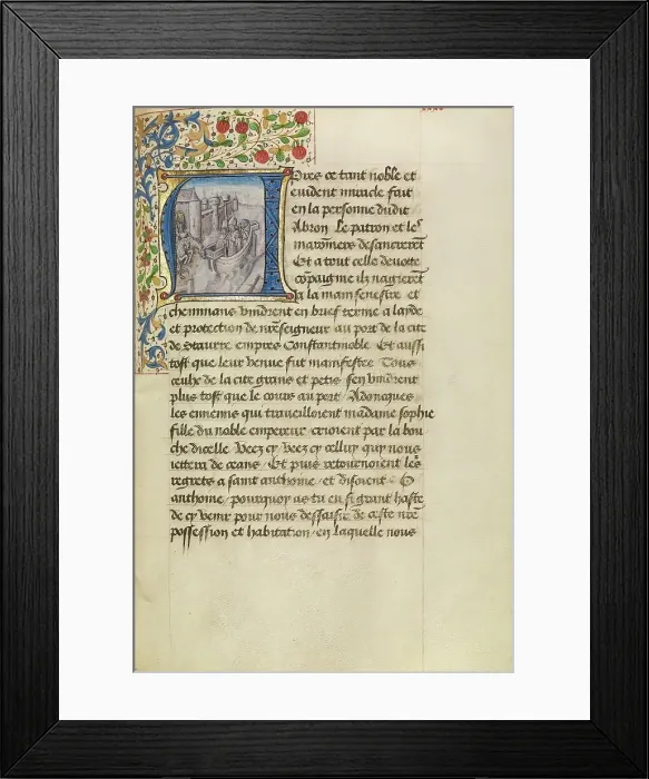 Framed Print : Initial A: Arrival of Ships in Constantinople, about 1465-1470. Creators: Master of the Brussels Romuleon, Workshop of the Master of the Brussels Romuleon Framed Print : Initial A: Arrival of Ships in Constantinople, about 1465-1470. Creators: Master of the Brussels Romuleon, Workshop of the Master of the Brussels Romuleon