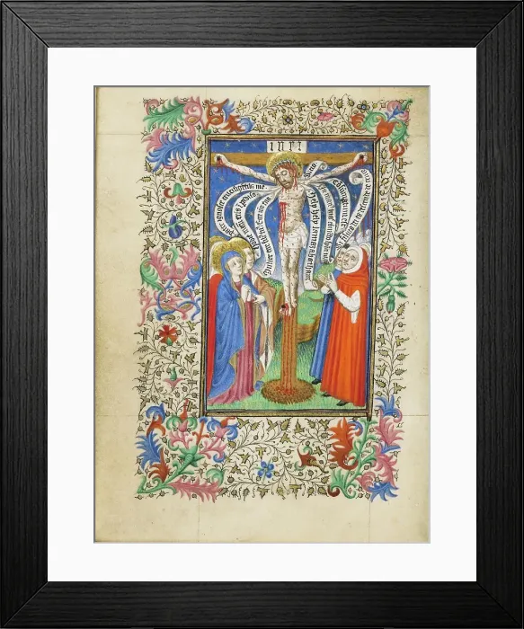 Framed Print : The Crucifixion and The Seven Last Words of Christ; Book of Hours, about 1430-1440. Creator: Fastolf Master Framed Print : The Crucifixion and The Seven Last Words of Christ; Book of Hours, about 1430-1440. Creator: Fastolf Master