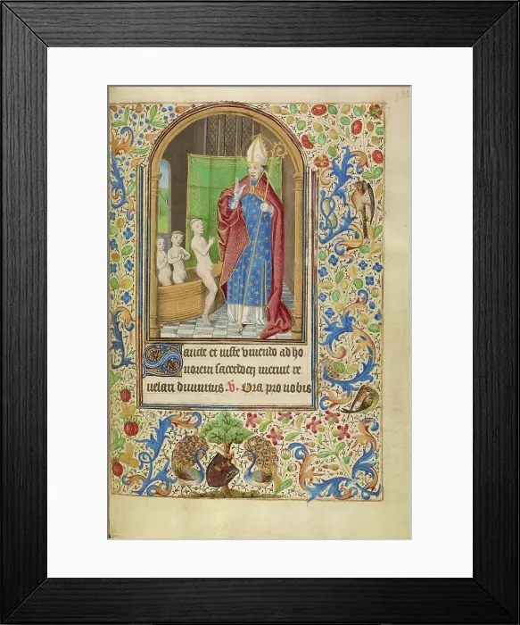 Framed Print : Saint Nicholas Rescuing Three Youths from a Tub; Book of Hours, about 1466-1470. Creator: Master of Jacques of Luxembourg