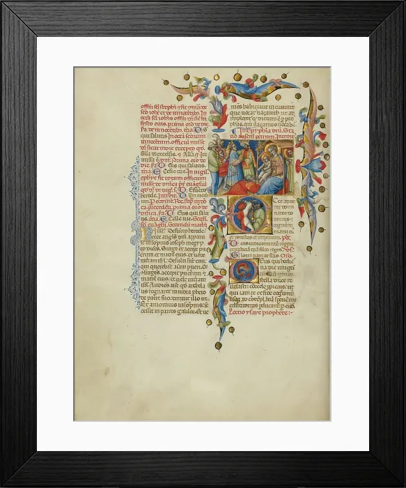 Framed Print : The Adoration of the Magi: Initial E: Sword Bearers; Missal, between about 1389 and 1400. Creator: Master of the Brussels Initials Framed Print : The Adoration of the Magi: Initial E: Sword Bearers; Missal, between about 1389 and 1400. Creator: Master of the Brussels Initials