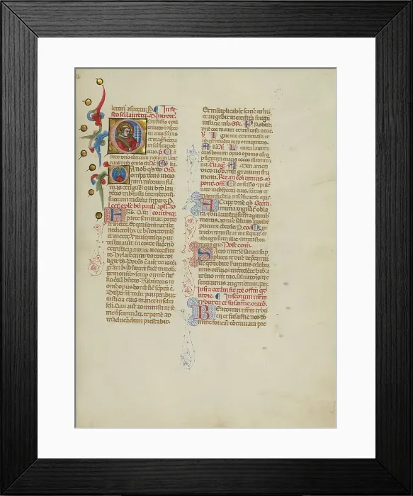 Framed Print : Initial C: Saint Lawrence; Missal, between about 1389 and 1400. Creator: Master of the Brussels Initials Framed Print : Initial C: Saint Lawrence; Missal, between about 1389 and 1400. Creator: Master of the Brussels Initials