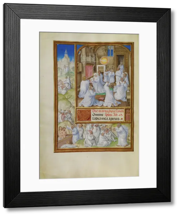 Framed Print : Pentecost; Spinola Hours, about 1510-1520. Creator: Master of James IV of Scotland Framed Print : Pentecost; Spinola Hours, about 1510-1520. Creator: Master of James IV of Scotland