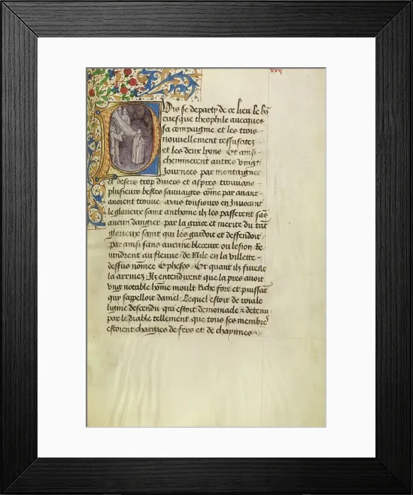 Framed Print : Initial P: A Madman Healed After Touching the Body of Saint Anthony, about 1465-1470. Creators: Master of the Brussels Romuleon, Workshop of the Master of the Brussels Romuleon Framed Print : Initial P: A Madman Healed After Touching the Body of Saint Anthony, about 1465-1470. Creators: Master of the Brussels Romuleon, Workshop of the Master of the Brussels Romuleon