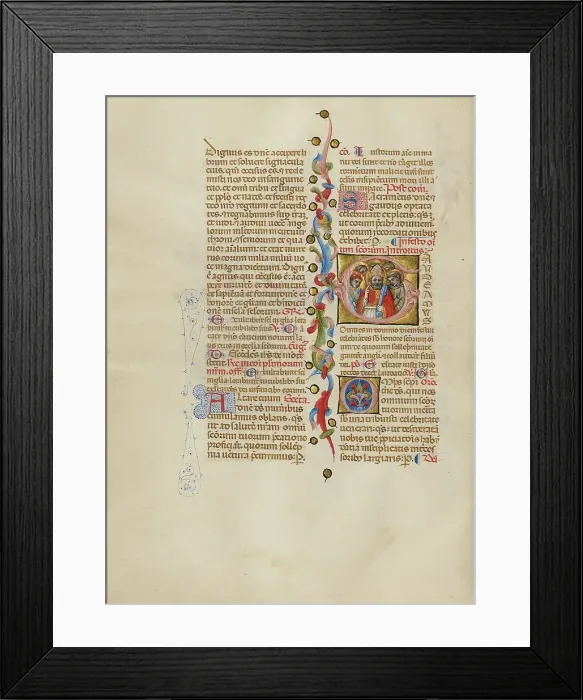 Framed Print : Initial G: All Saints; Missal, between about 1389 and 1400. Creator: Master of the Brussels Initials Framed Print : Initial G: All Saints; Missal, between about 1389 and 1400. Creator: Master of the Brussels Initials