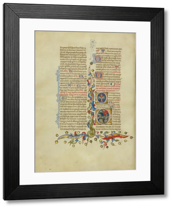 Framed Print : Initial D: The Annunciation to the Shepherds; Missal, between about 1389 and 1400. Creator: Master of the Brussels Initials Framed Print : Initial D: The Annunciation to the Shepherds; Missal, between about 1389 and 1400. Creator: Master of the Brussels Initials