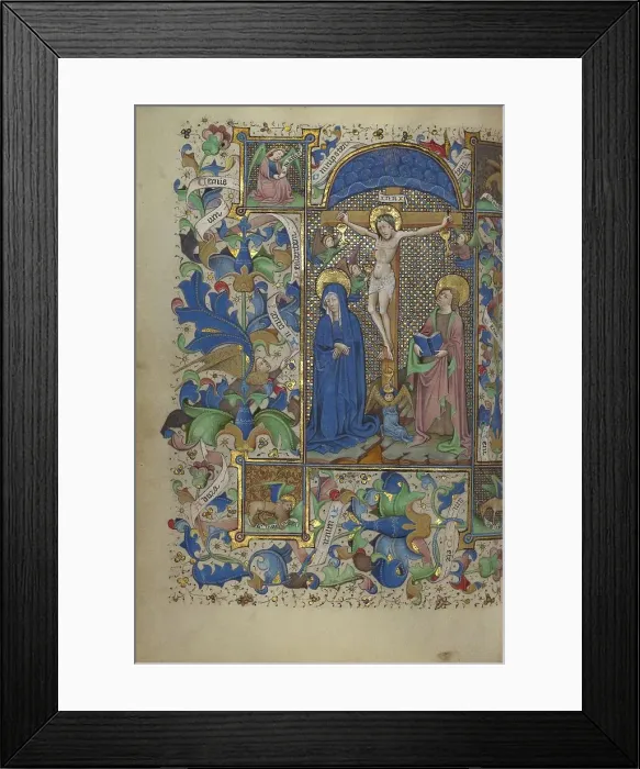 Framed Print : The Crucifixion; Book of Hours, about 1450-1455. Creator: Master of Guillebert de Mets Framed Print : The Crucifixion; Book of Hours, about 1450-1455. Creator: Master of Guillebert de Mets