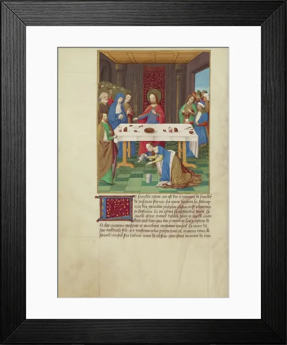 Framed Print : Mary Magdalene and Martha Inviting Christ and the Virgin to Dinner at the Home... about 1480-1490. Creators: Master of Guillaume Lambert, Workshop of Master of Guillaume Lambert Framed Print : Mary Magdalene and Martha Inviting Christ and the Virgin to Dinner at the Home... about 1480-1490. Creators: Master of Guillaume Lambert, Workshop of Master of Guillaume Lambert