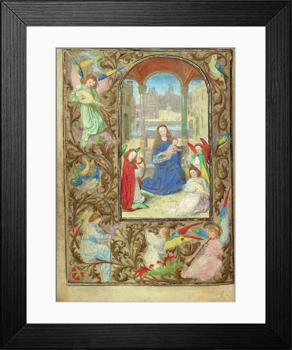 Framed Print : The Virgin and Child with Angels; Prayer Book of Charles the Bold, about 1471. Creator: Lieven van Lathem Framed Print : The Virgin and Child with Angels; Prayer Book of Charles the Bold, about 1471. Creator: Lieven van Lathem