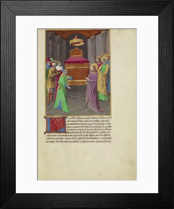 Framed Print : Christ Disputing with the Pharisees and Sadducees in the Temple, about 1480-1490. Creators: Master of Guillaume Lambert, Workshop of Master of Guillaume Lambert