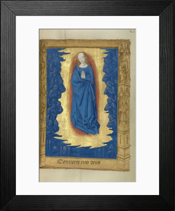 Framed Print : The Virgin in a Glory of Angels; Book of Hours, 1478. Creator: Master of Guillaume Lambert Framed Print : The Virgin in a Glory of Angels; Book of Hours, 1478. Creator: Master of Guillaume Lambert