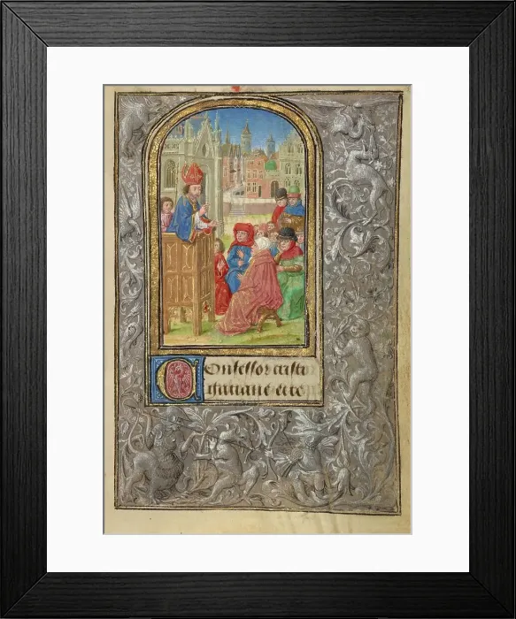 Framed Print : Saint Gatian Preaching; Prayer Book of Charles the Bold, 1469. Creator: Lieven van Lathem Framed Print : Saint Gatian Preaching; Prayer Book of Charles the Bold, 1469. Creator: Lieven van Lathem