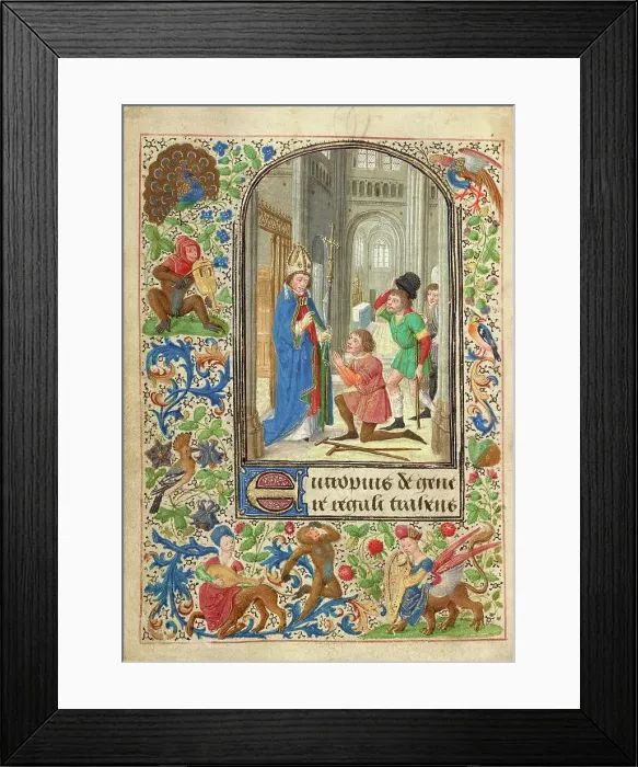 Framed Print : Saint Eutrope Healing a Person; Prayer Book of Charles the Bold, 1469. Creator: Lieven van Lathem Framed Print : Saint Eutrope Healing a Person; Prayer Book of Charles the Bold, 1469. Creator: Lieven van Lathem