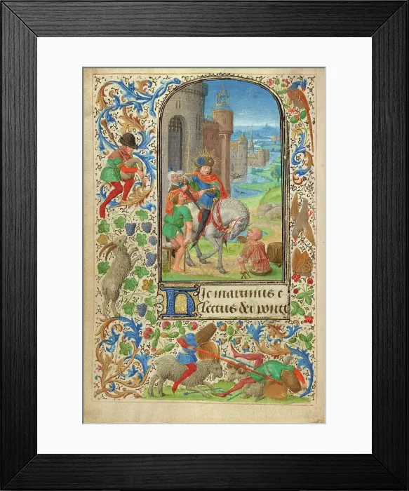 Framed Print : Saint Martin Dividing his Cloak; Prayer Book of Charles the Bold, 1469. Creator: Lieven van Lathem Framed Print : Saint Martin Dividing his Cloak; Prayer Book of Charles the Bold, 1469. Creator: Lieven van Lathem