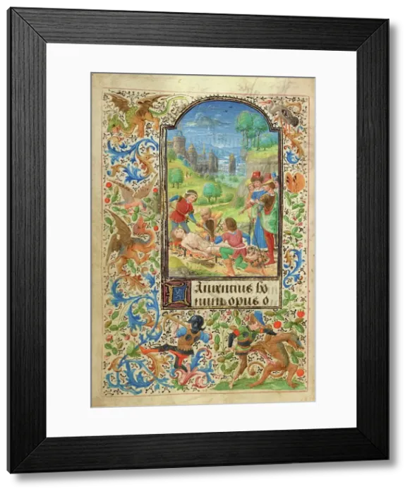 Framed Print : The Martyrdom of Saint Lawrence; Prayer Book of Charles the Bold, 1469. Creator: Lieven van Lathem Framed Print : The Martyrdom of Saint Lawrence; Prayer Book of Charles the Bold, 1469. Creator: Lieven van Lathem