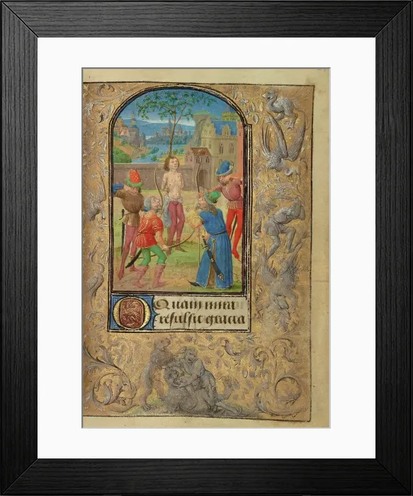 Framed Print : The Martyrdom of Saint Sebastian; Prayer Book of Charles the Bold, 1469. Creator: Lieven van Lathem