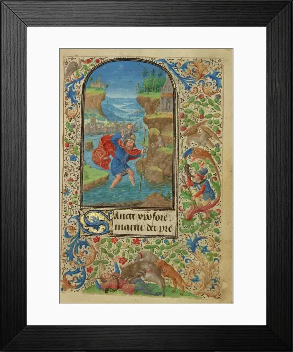 Framed Print : Saint Christopher; Prayer Book of Charles the Bold, 1469. Creator: Lieven van Lathem Framed Print : Saint Christopher; Prayer Book of Charles the Bold, 1469. Creator: Lieven van Lathem