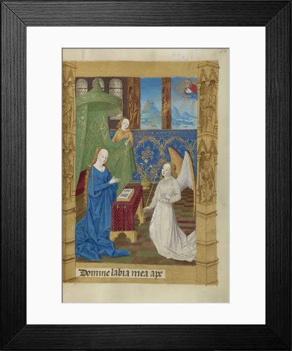 Framed Print : The Annunciation; Book of Hours, 1478. Creator: Master of Guillaume Lambert Framed Print : The Annunciation; Book of Hours, 1478. Creator: Master of Guillaume Lambert