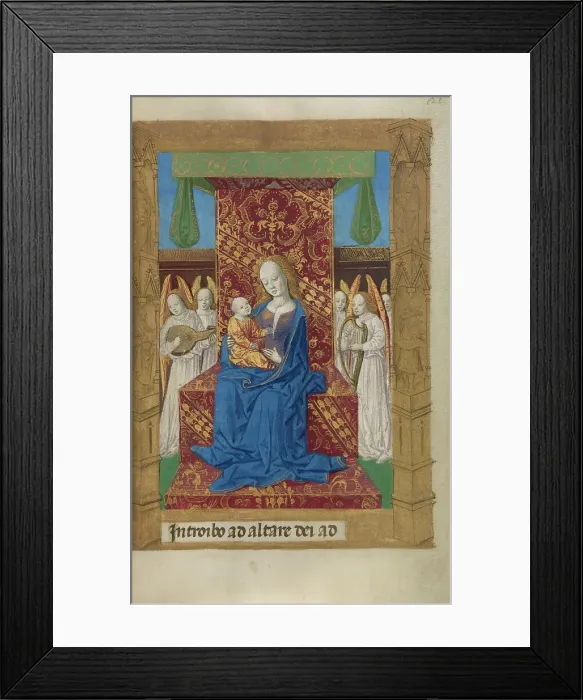Framed Print : The Virgin and Child Enthroned; Book of Hours, 1478. Creator: Master of Guillaume Lambert Framed Print : The Virgin and Child Enthroned; Book of Hours, 1478. Creator: Master of Guillaume Lambert