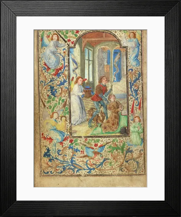 Framed Print : Charles the Bold Presented by Saint George; Prayer Book of Charles the Bold, about 1471. Creator: Lieven van Lathem Framed Print : Charles the Bold Presented by Saint George; Prayer Book of Charles the Bold, about 1471. Creator: Lieven van Lathem