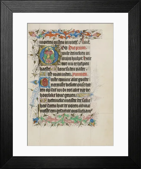Framed Print : Decorated Initial G; Book of Hours, Use of Utrecht, about 1460. Creator: Master of Evert Zoudenbalch Framed Print : Decorated Initial G; Book of Hours, Use of Utrecht, about 1460. Creator: Master of Evert Zoudenbalch