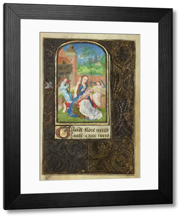 Framed Print : The Virgin and Child with Angels; Prayer Book of Charles the Bold, 1469. Creator: Lieven van Lathem Framed Print : The Virgin and Child with Angels; Prayer Book of Charles the Bold, 1469. Creator: Lieven van Lathem