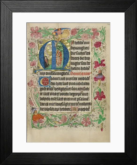 Framed Print : Initial M: A Kneeling Woman in Prayer; Book of Hours, Use of Utrecht, about 1460. Creator: Master of Evert Zoudenbalch Framed Print : Initial M: A Kneeling Woman in Prayer; Book of Hours, Use of Utrecht, about 1460. Creator: Master of Evert Zoudenbalch