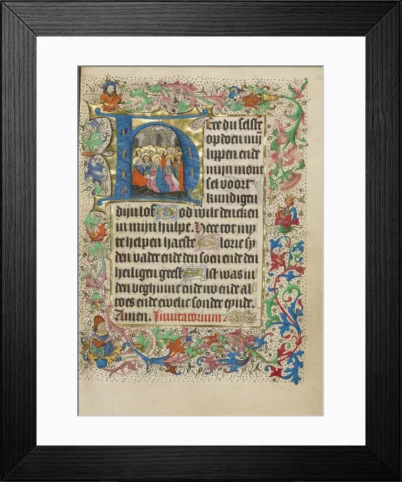 Framed Print : Initial H: Pentecost; Book of Hours, Use of Utrecht, about 1460. Creator: Master of Evert Zoudenbalch Framed Print : Initial H: Pentecost; Book of Hours, Use of Utrecht, about 1460. Creator: Master of Evert Zoudenbalch
