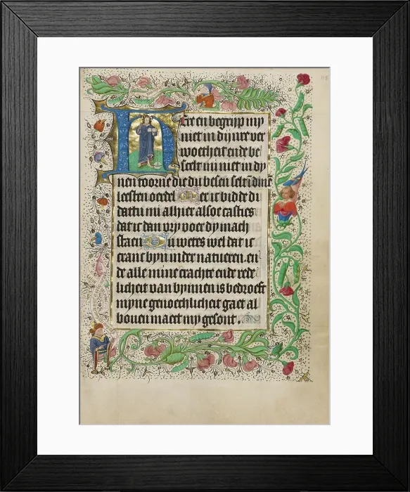 Framed Print : Initial H: Salvator Mundi; Book of Hours, Use of Utrecht, about 1460. Creator: Master of Evert Zoudenbalch Framed Print : Initial H: Salvator Mundi; Book of Hours, Use of Utrecht, about 1460. Creator: Master of Evert Zoudenbalch