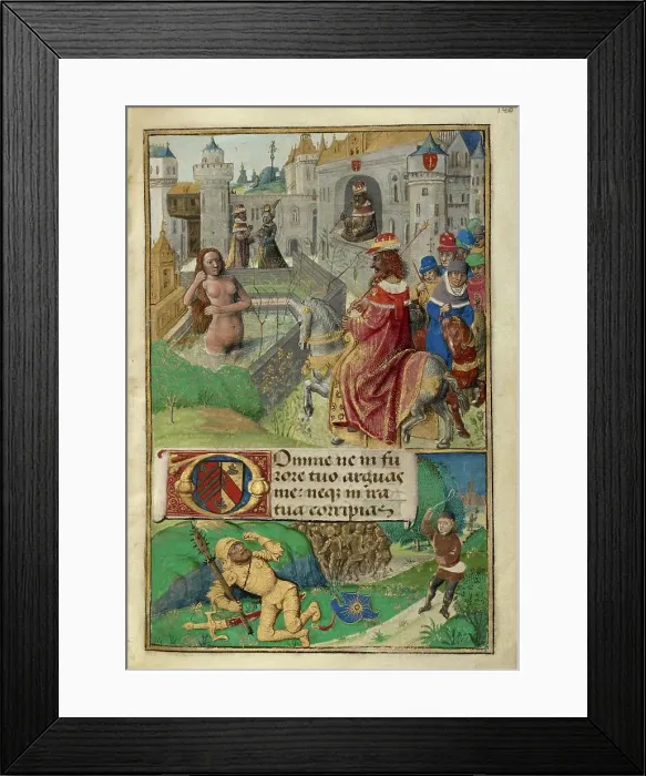 Framed Print : David and Bathsheba: David Slaying Goliath; Poncher Hours, about 1500. Creator: Master of Cardinal Bourbon Framed Print : David and Bathsheba: David Slaying Goliath; Poncher Hours, about 1500. Creator: Master of Cardinal Bourbon