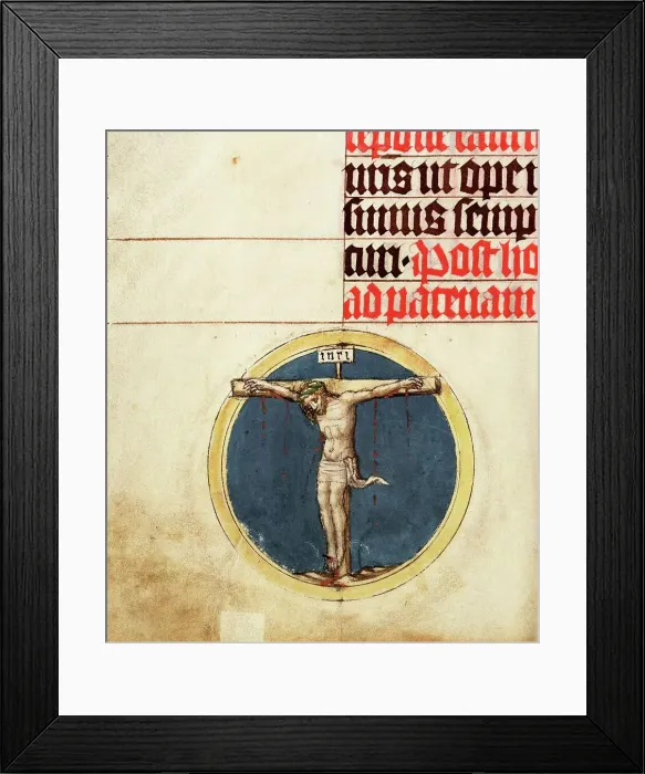 Framed Print : Small roundel with the crucified Christ; Collegium Ducale, about 1420-1430. Creator: Master Michael Framed Print : Small roundel with the crucified Christ; Collegium Ducale, about 1420-1430. Creator: Master Michael