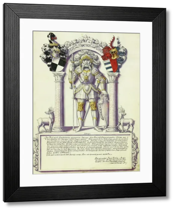Framed Print : Eitelfriedrich IV Hohenzollern; Chronicle of the Hohenzollern Family, about 1572. Creator: Jorg Ziegler Framed Print : Eitelfriedrich IV Hohenzollern; Chronicle of the Hohenzollern Family, about 1572. Creator: Jorg Ziegler