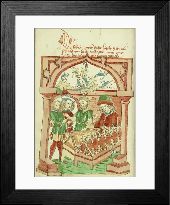 Framed Print : The Story of the Two Men and the Two Shrines; Barlaam und Josaphat, 1469. Creators: Hans Schilling, Diebolt Lauber Framed Print : The Story of the Two Men and the Two Shrines; Barlaam und Josaphat, 1469. Creators: Hans Schilling, Diebolt Lauber