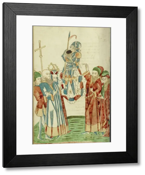 Framed Print : King Avenir, Josaphat and the Pagan Scholars Behold the Personification of Mars, 1469. Creators: Hans Schilling, Diebolt Lauber Framed Print : King Avenir, Josaphat and the Pagan Scholars Behold the Personification of Mars, 1469. Creators: Hans Schilling, Diebolt Lauber