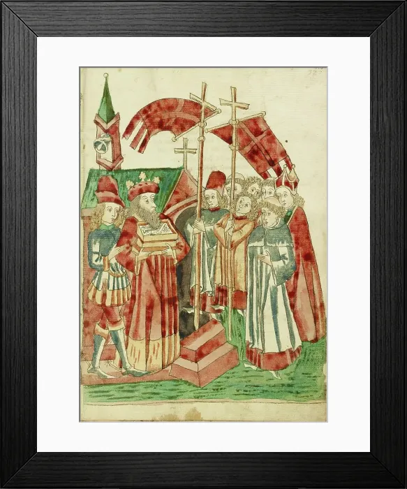 Framed Print : The Translation of Josaphat's Relics to a Church By a King and Procession, 1469. Creators: Hans Schilling, Diebolt Lauber Framed Print : The Translation of Josaphat's Relics to a Church By a King and Procession, 1469. Creators: Hans Schilling, Diebolt Lauber