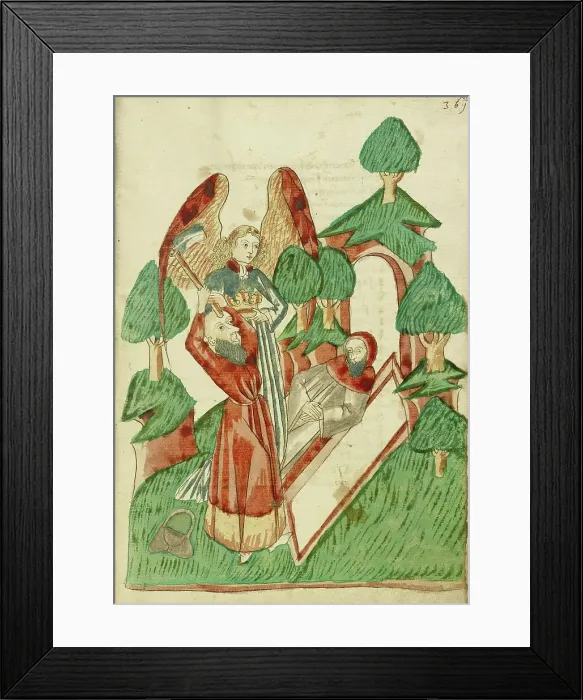 Framed Print : Josaphat buries Barlaam, while an Angel Holds his Crown; Barlaam und Josaphat, 1469. Creators: Hans Schilling, Diebolt Lauber Framed Print : Josaphat buries Barlaam, while an Angel Holds his Crown; Barlaam und Josaphat, 1469. Creators: Hans Schilling, Diebolt Lauber