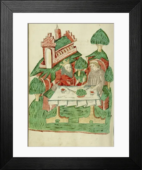 Framed Print : Josaphat and Barlaam Share a Meal; Barlaam und Josaphat, 1469. Creators: Hans Schilling, Diebolt Lauber Framed Print : Josaphat and Barlaam Share a Meal; Barlaam und Josaphat, 1469. Creators: Hans Schilling, Diebolt Lauber