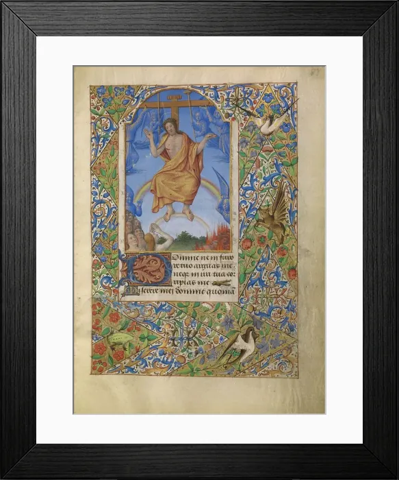 Framed Print : The Man of Sorrows at the Last Judgment; Katherine Hours, about 1480-1485. Creator: Jean Bourdichon