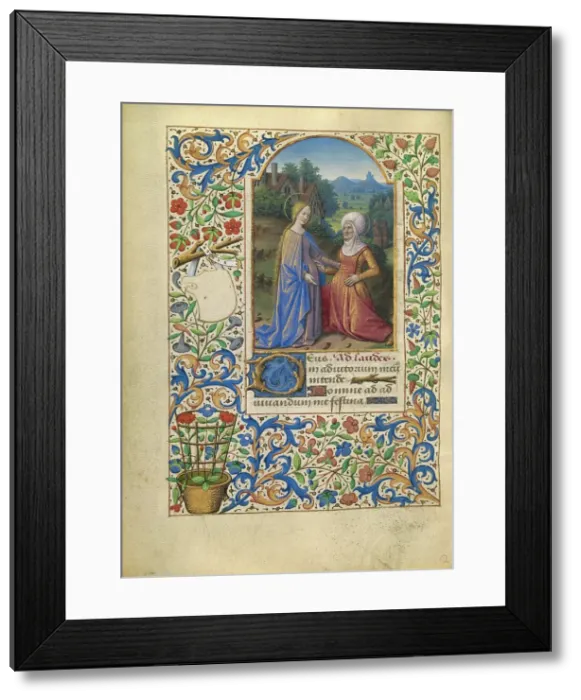 Framed Print : The Visitation; Katherine Hours, about 1480-1485. Creator: Jean Bourdichon Framed Print : The Visitation; Katherine Hours, about 1480-1485. Creator: Jean Bourdichon