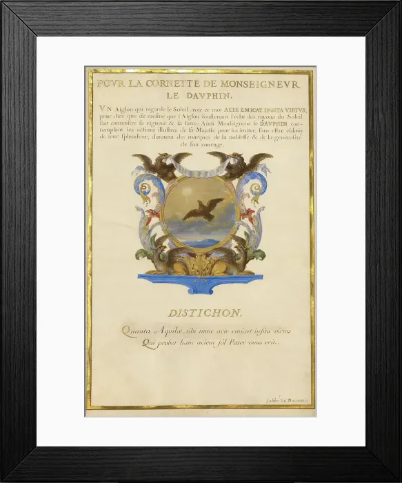 Framed Print : Escutcheon with an Eagle; Nine Emblems for Louis XIV; Emblem for Louis XIV, about 1663-1668. Creator: Jacques Bailly Framed Print : Escutcheon with an Eagle; Nine Emblems for Louis XIV; Emblem for Louis XIV, about 1663-1668. Creator: Jacques Bailly