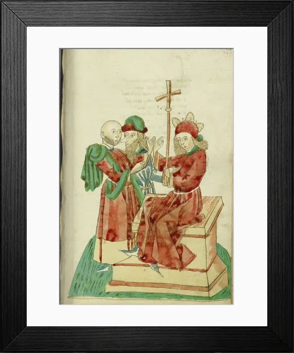 Framed Print : Theodas and Another Man Before the Enthroned Josaphat; Barlaam und Josaphat, 1469. Creators: Hans Schilling, Diebolt Lauber Framed Print : Theodas and Another Man Before the Enthroned Josaphat; Barlaam und Josaphat, 1469. Creators: Hans Schilling, Diebolt Lauber