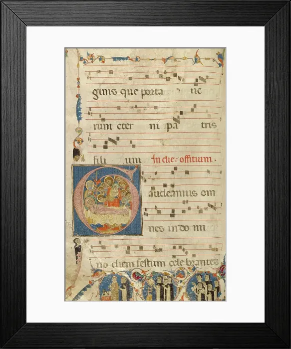 Framed Print : Initial G: The Death of the Virgin; Gradual, about 1270. Creator: Jacobellus of Salerno Framed Print : Initial G: The Death of the Virgin; Gradual, about 1270. Creator: Jacobellus of Salerno