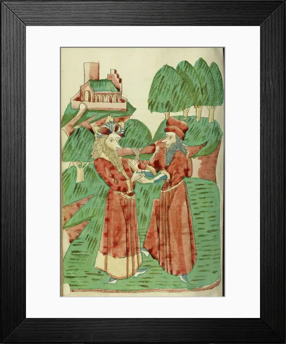 Framed Print : King Avenir Receives Advice from Theodas; Barlaam und Josaphat, 1469. Creators: Hans Schilling, Diebolt Lauber Framed Print : King Avenir Receives Advice from Theodas; Barlaam und Josaphat, 1469. Creators: Hans Schilling, Diebolt Lauber