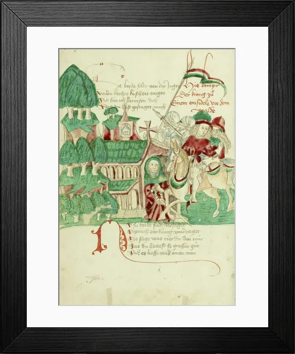 Framed Print : King Avenir Meeting the Hermit; Barlaam und Josaphat, 1469. Creators: Hans Schilling, Diebolt Lauber Framed Print : King Avenir Meeting the Hermit; Barlaam und Josaphat, 1469. Creators: Hans Schilling, Diebolt Lauber