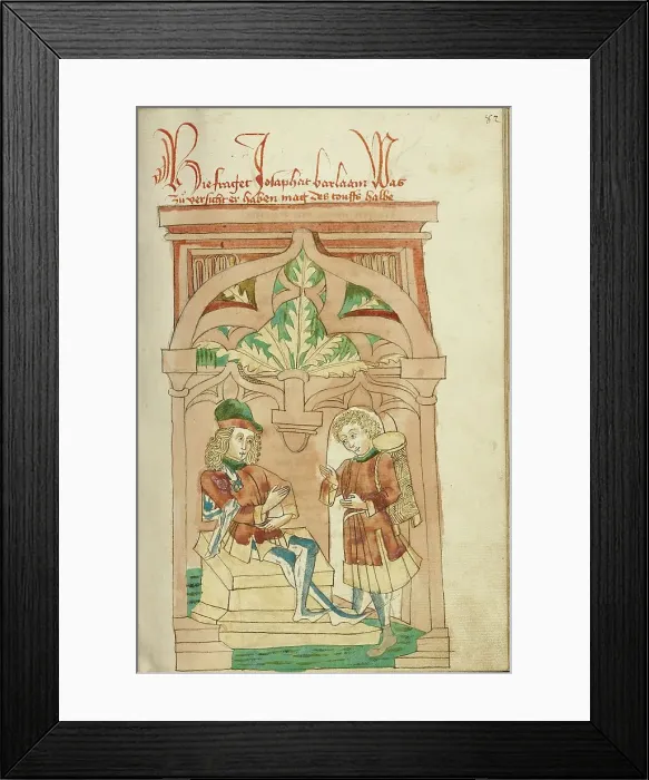 Framed Print : Josaphat and Barlaam in Conversation; Barlaam und Josaphat, 1469. Creators: Hans Schilling, Diebolt Lauber