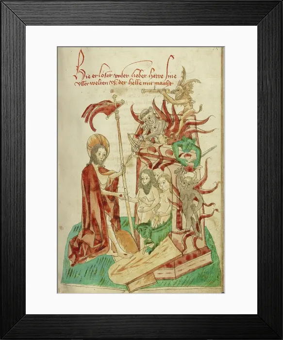 Framed Print : The Descent into Limbo; Barlaam und Josaphat, 1469. Creators: Hans Schilling, Diebolt Lauber Framed Print : The Descent into Limbo; Barlaam und Josaphat, 1469. Creators: Hans Schilling, Diebolt Lauber
